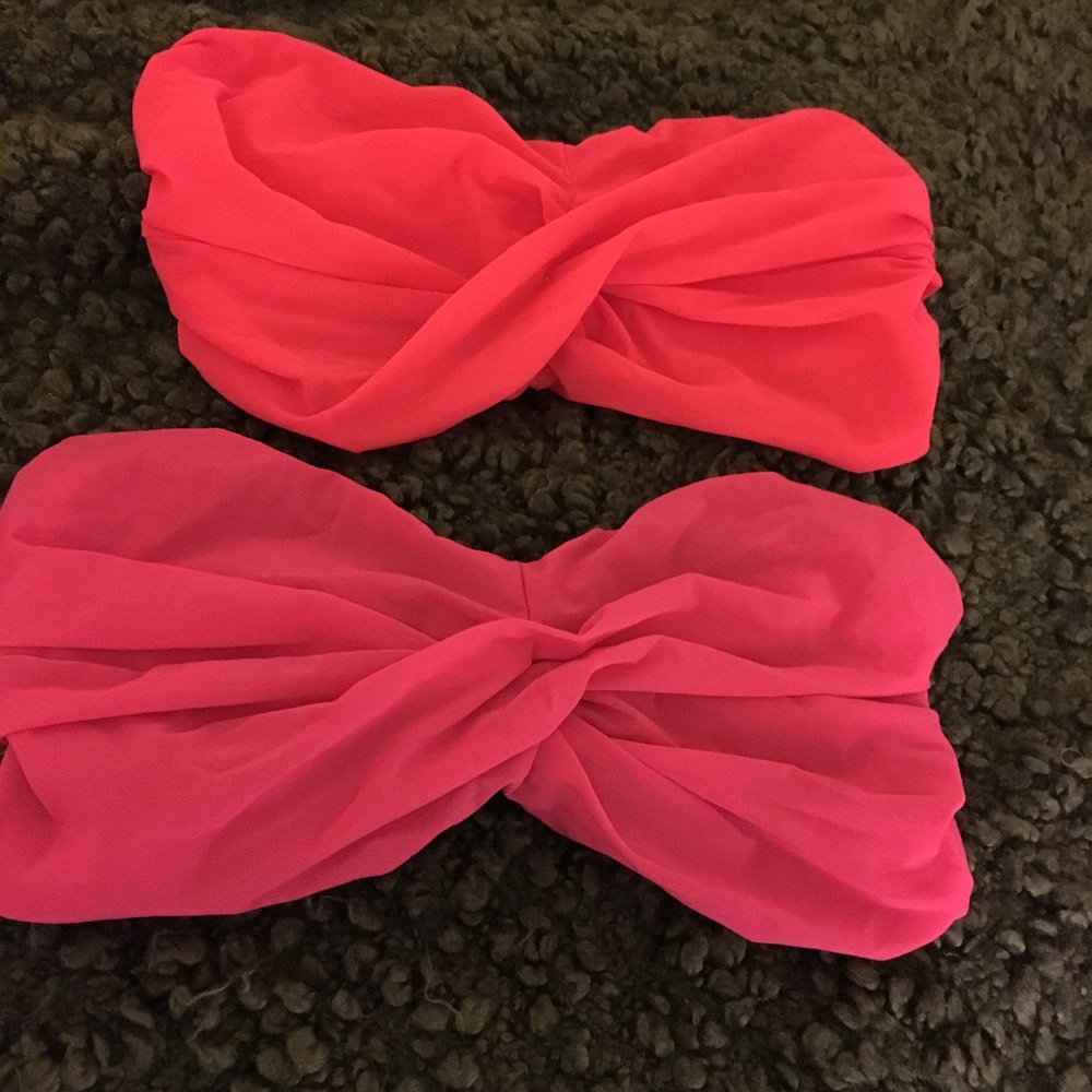 2 pink bandeau bras